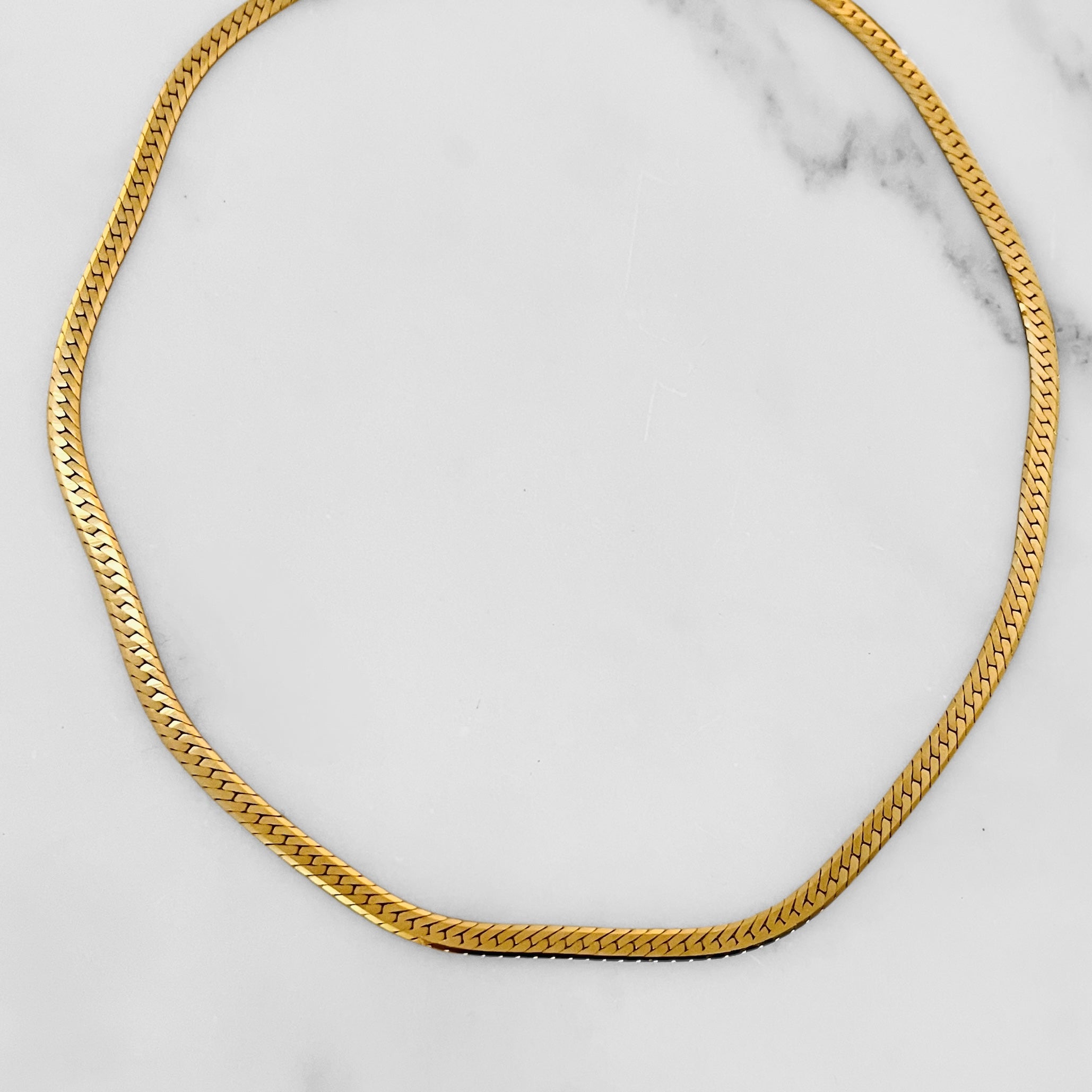 Thin Gold Herringbone Choker // Necklace