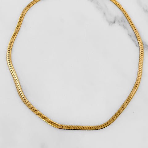 Thin Gold Herringbone Choker // Necklace