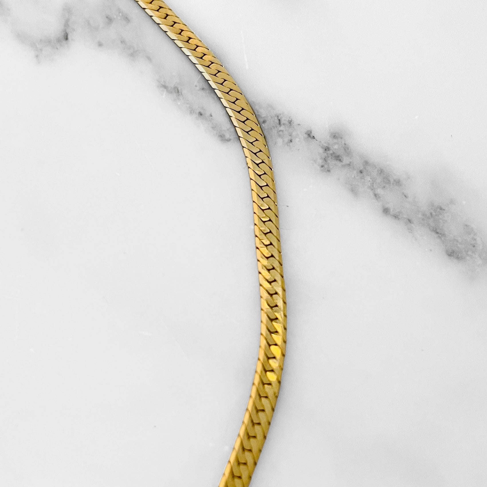 Thin Gold Herringbone Choker // Necklace