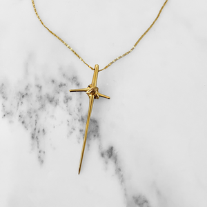 Gold Wire-Wrapped Cross Necklace