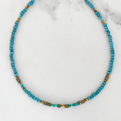 Turquoise // Pyrite Choker
