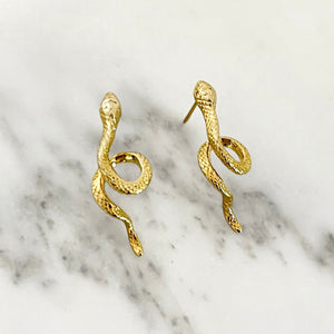 Small Gold Snake Earrings