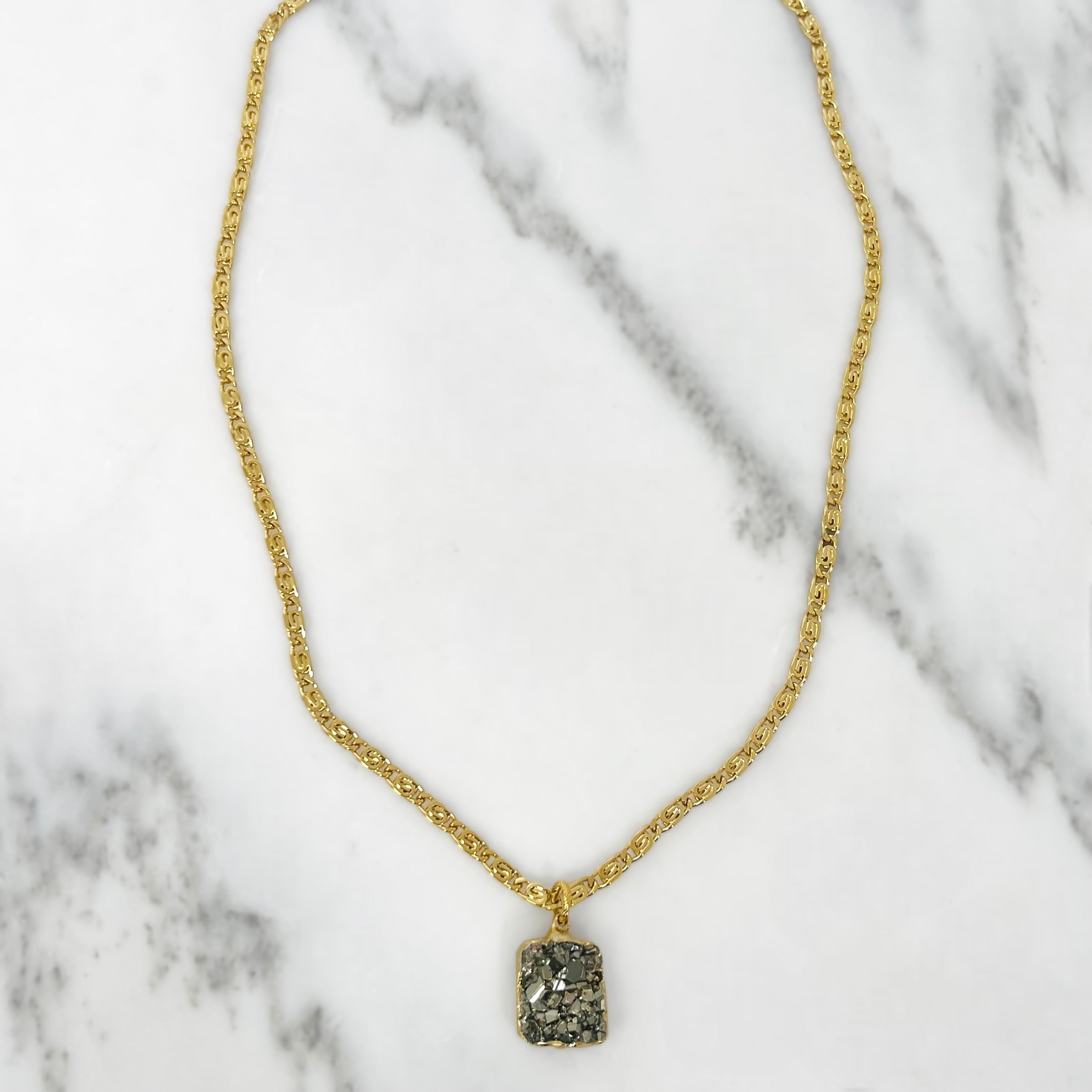 Gold-Wrapped Pyrite Necklace