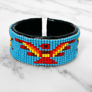 Turquoise // Red Beaded Cuff