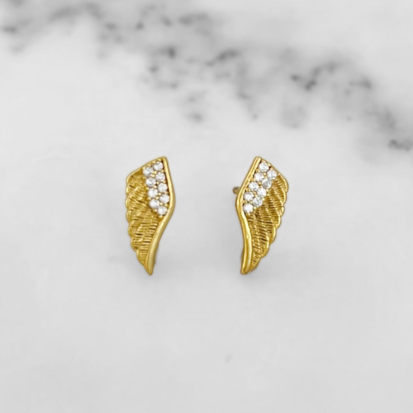 Gold Crystal Wing Studs