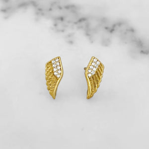 Gold Crystal Wing Studs