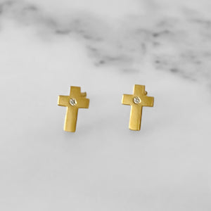 Gold Cross Studs