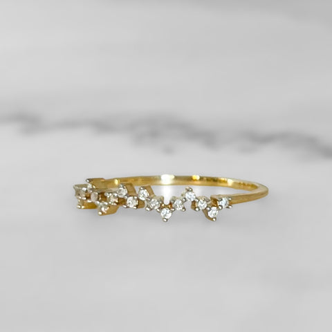 Gold Pave Diamond Pulse Ring