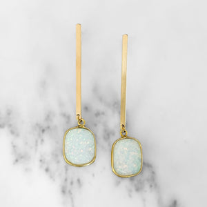 Gold Post + Opal Earrings