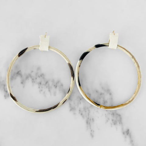 Light // White Horn Band Earrings