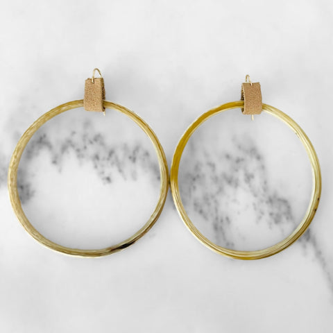 Light // Beige Horn Band Earrings
