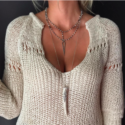 Long Double Arrow Tusk Necklace