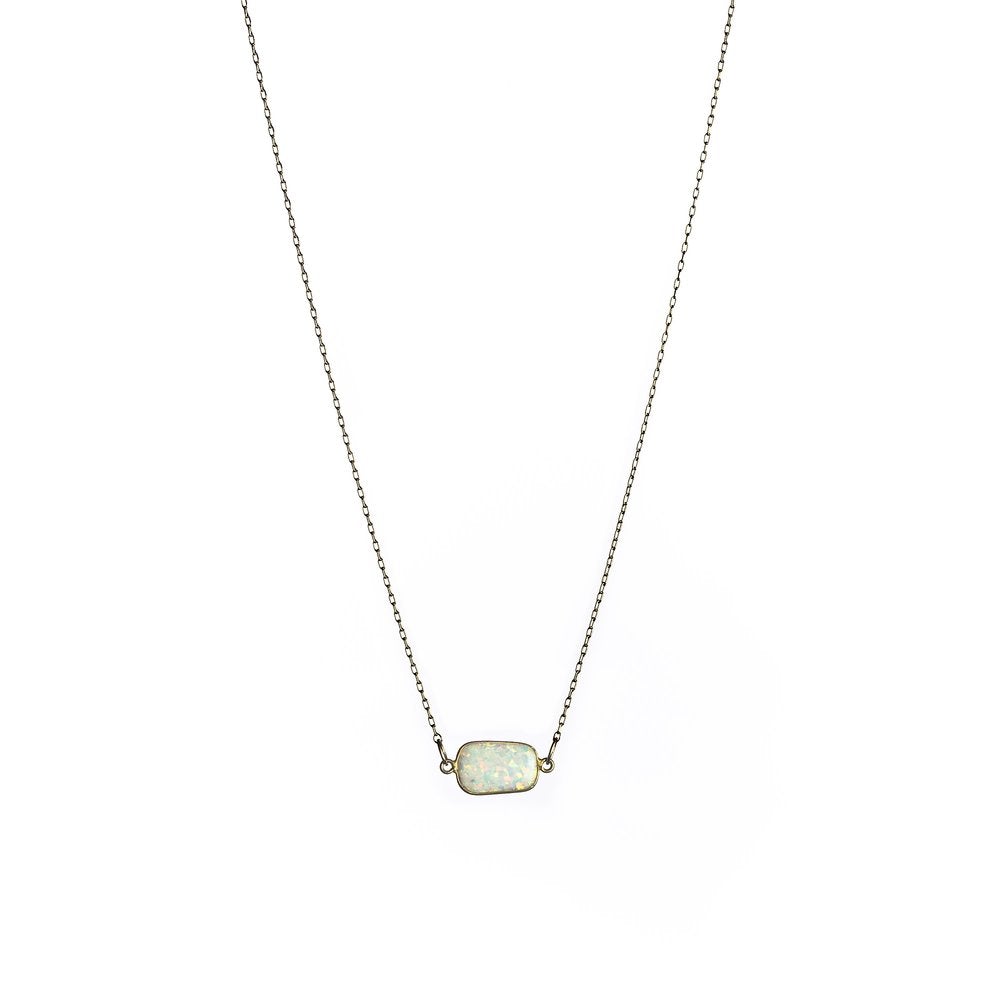 Single Gold Opal Necklace