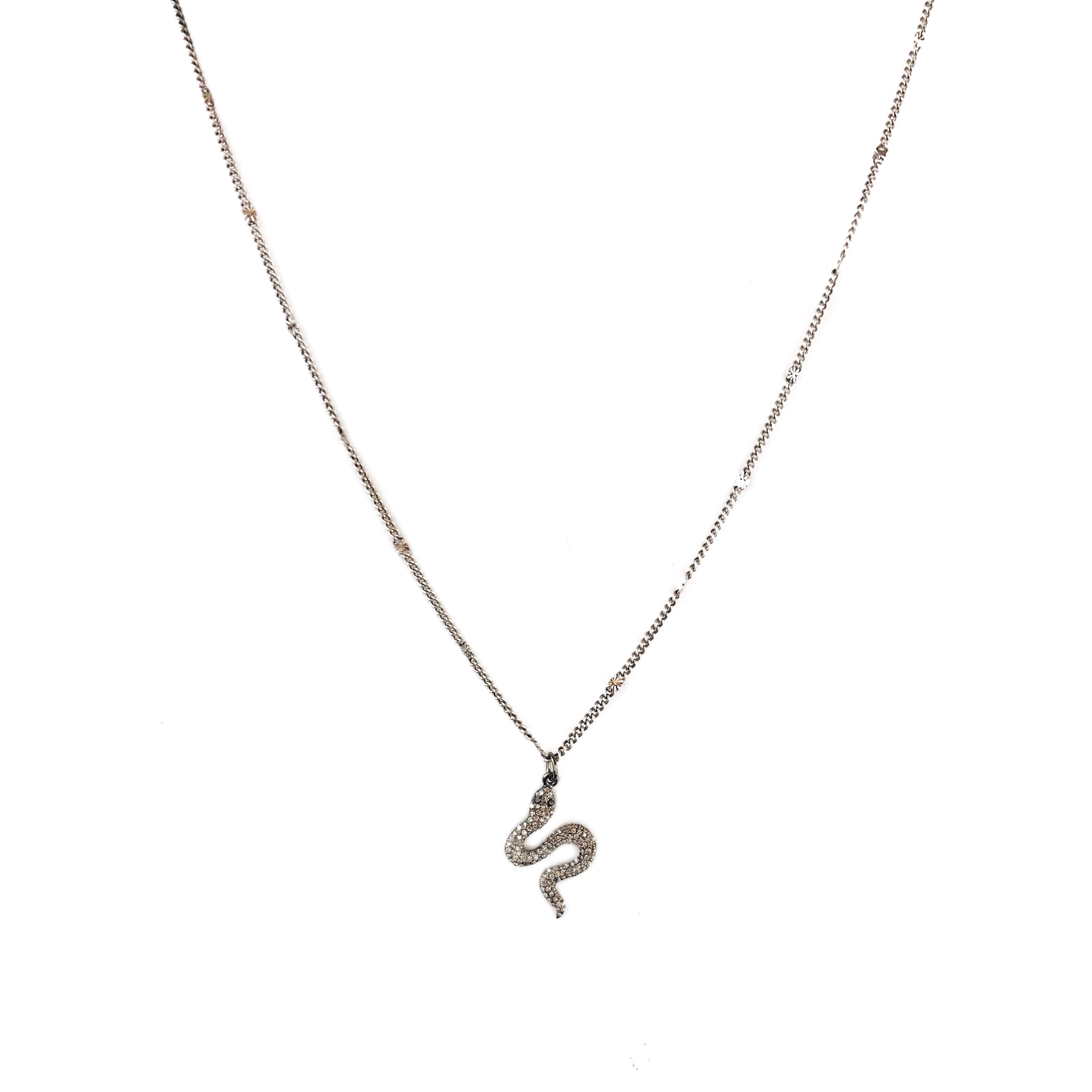 Pave Diamond Baby Snake Necklace