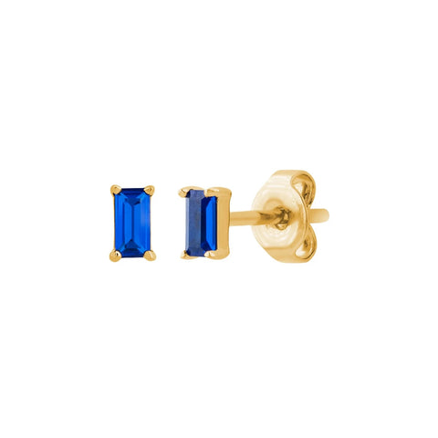 Blue Baguette Studs