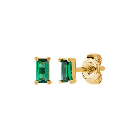 Green Baguette Studs