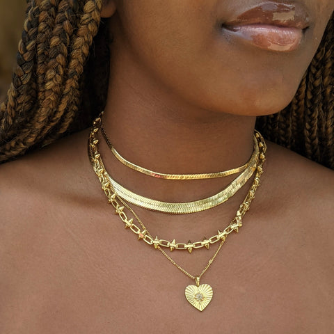 Gold Radiant Pave Diamond Heart Necklace