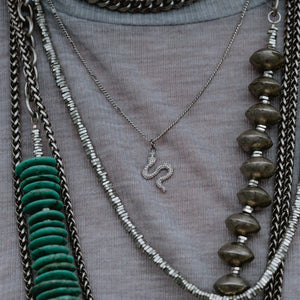 Pave Diamond Baby Snake Necklace